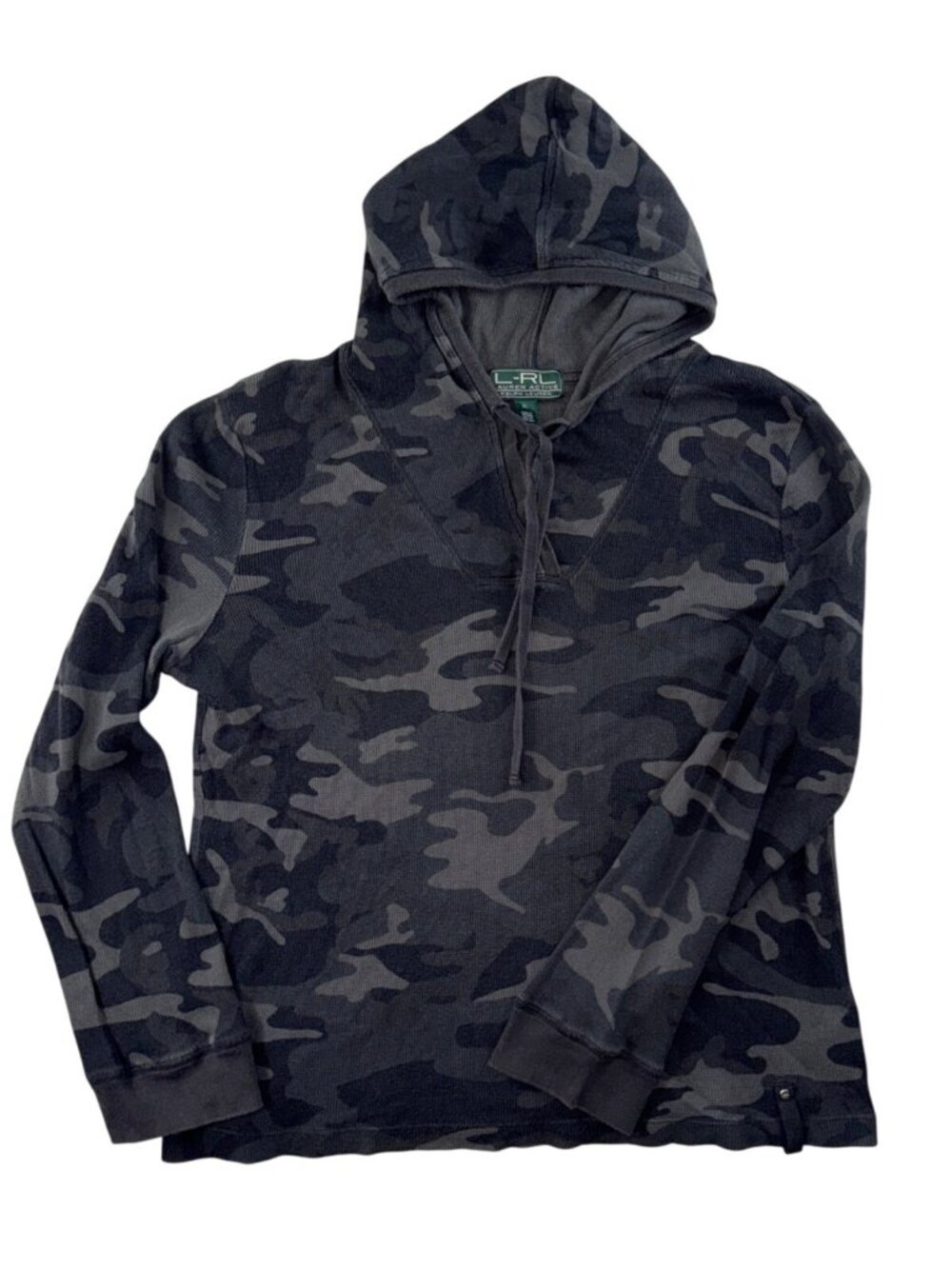 Lauren Active Ralph Lauren Camo Thermal Waffle Knit Hoodie Women's XL Cotton